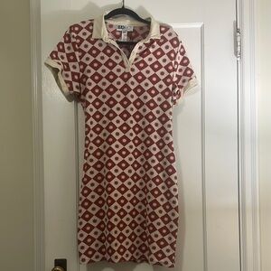 Beach Riot size XL Red and White Patterned Women's Collared Dress Beach Cover Up